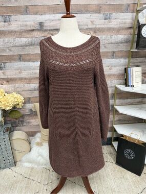 Peruvian Connection brown knit long sleeve dress XL